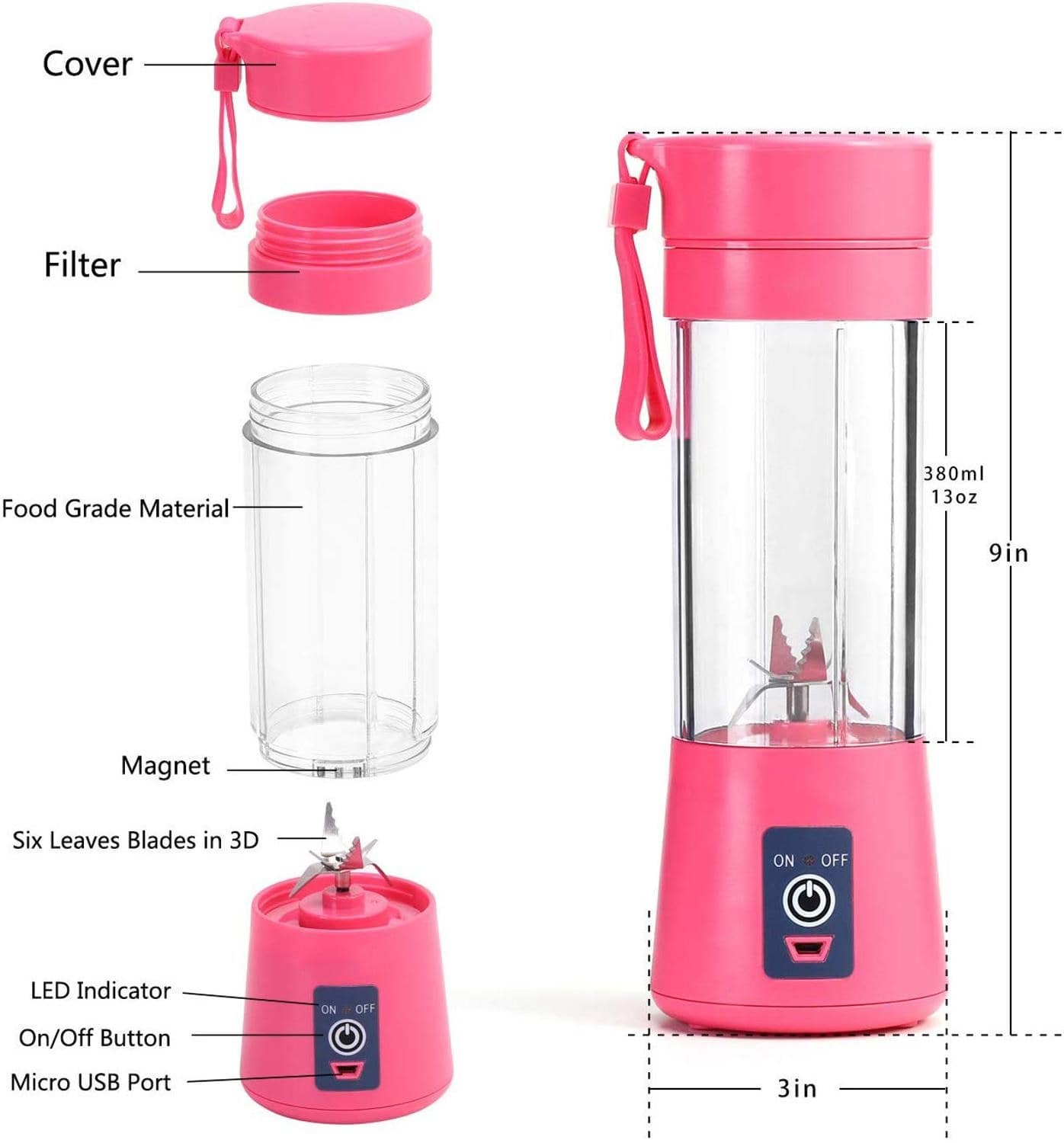 Usb portable hand juicer blender