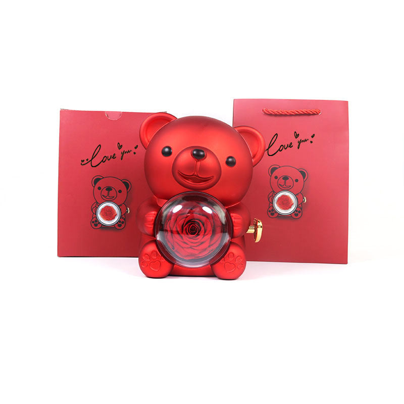 Teddy Bear Rose Ring Box