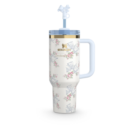 The Stanley X LoveShackFancy Holiday Quencher | 40 OZ Rose Beaux Blue